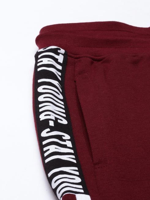 Burgundy Solid Track Pant